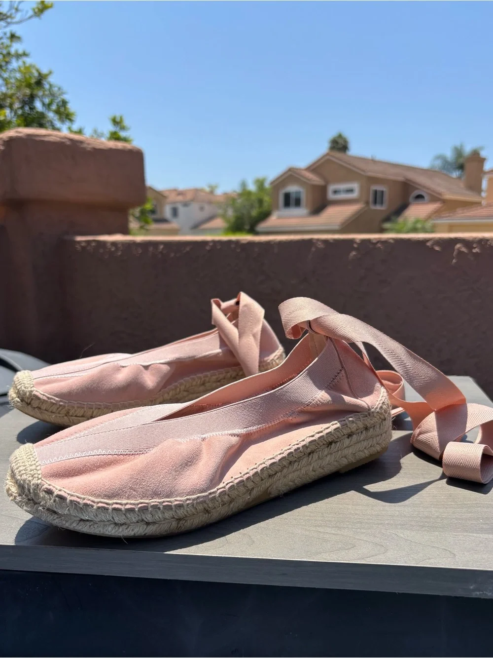 Tuckernuck Ballet Pink Suede Jade Flats Ribbon Tie Espadrilles